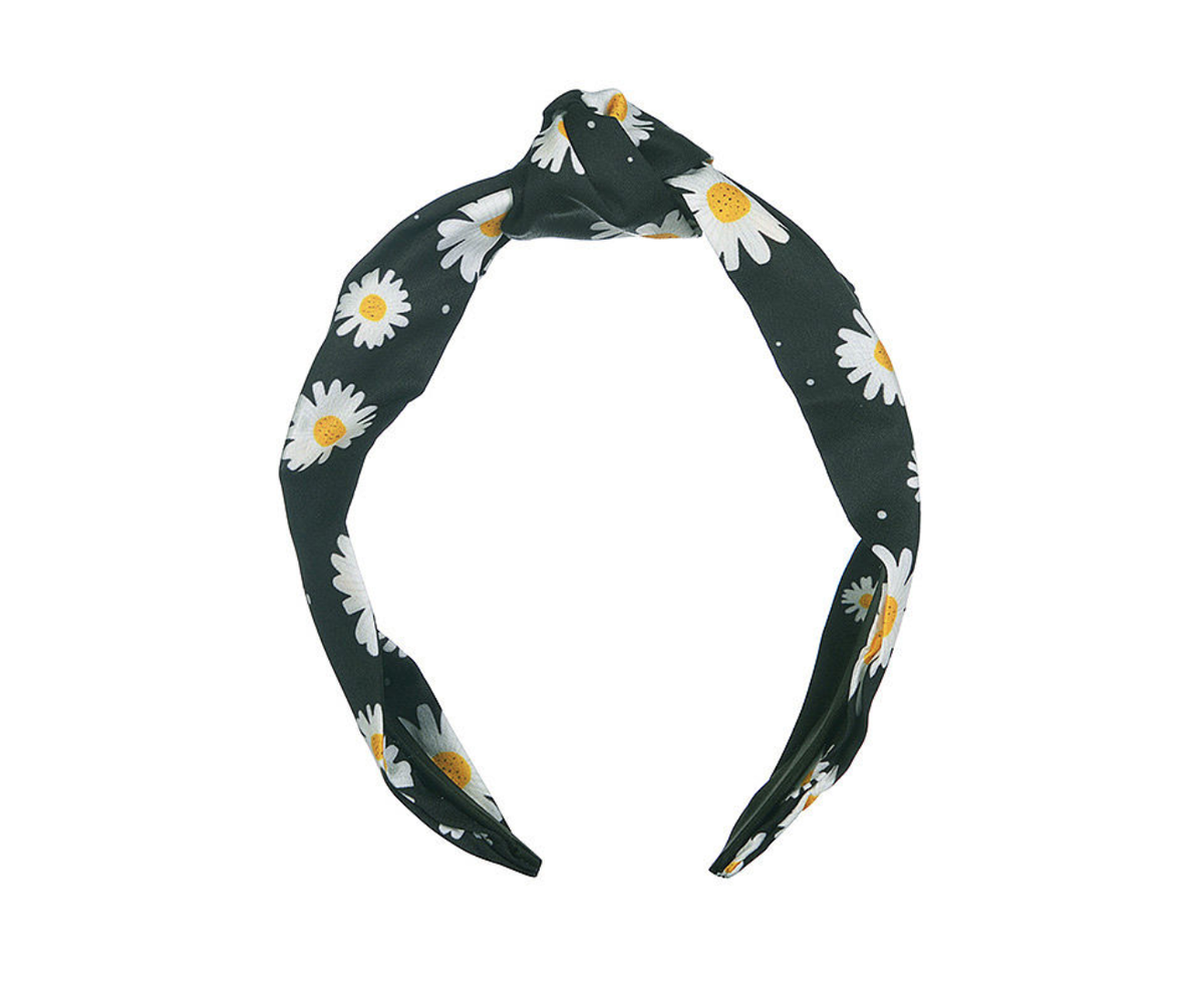 Black with White Daisy Headband Ula Clothing