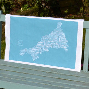 Cornwall Map Tea Towel