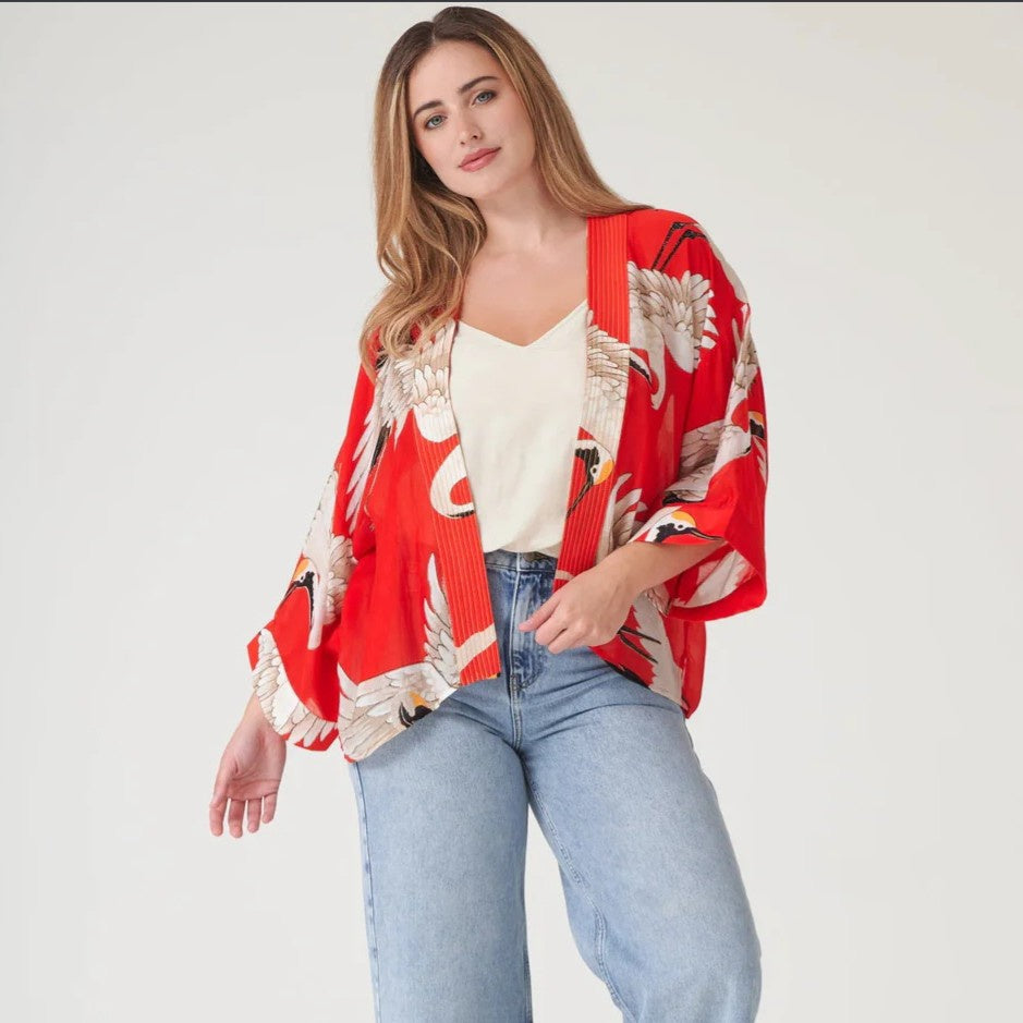 Scarlet Stork Kimono