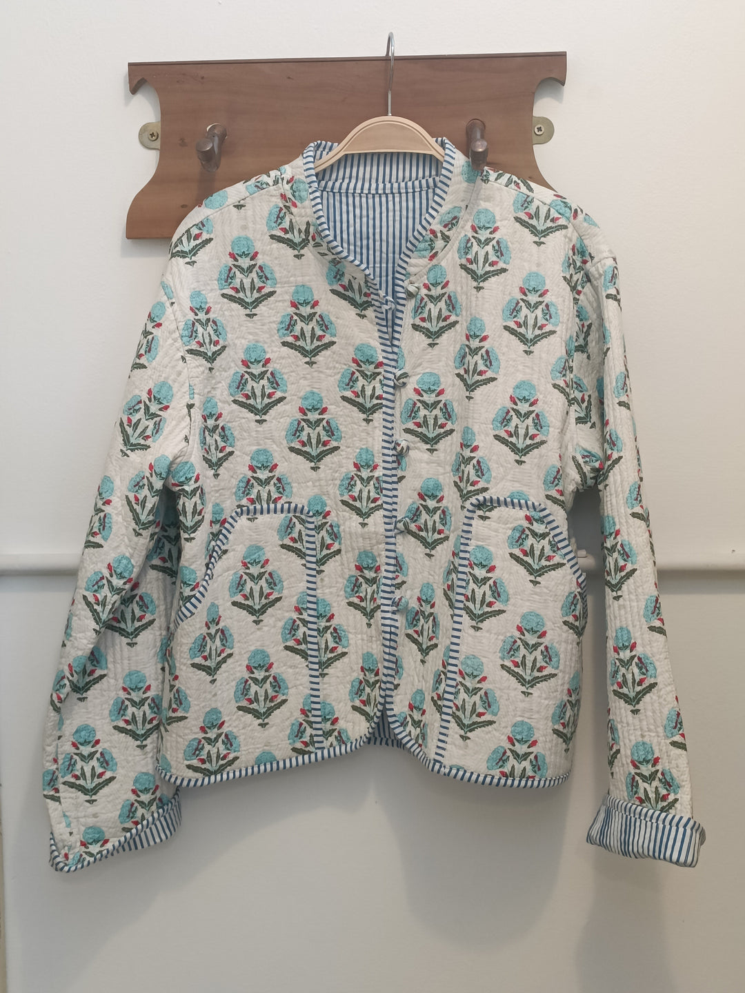 Turquoise Posy Reversible Quilted Jacket