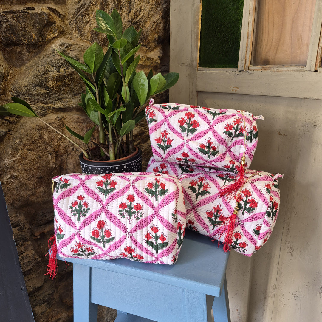 Red Flowers Make-Up Bags
