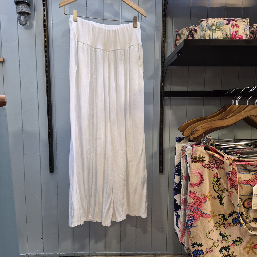 Linen Blend Wide Leg Trousers