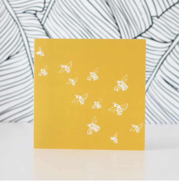 Bee Card on Yellow