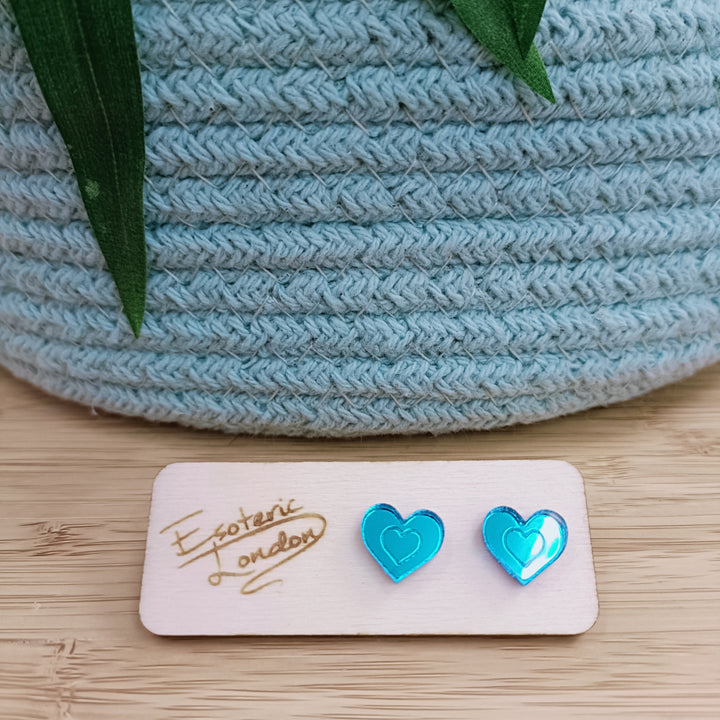 Mirror Heart Studs