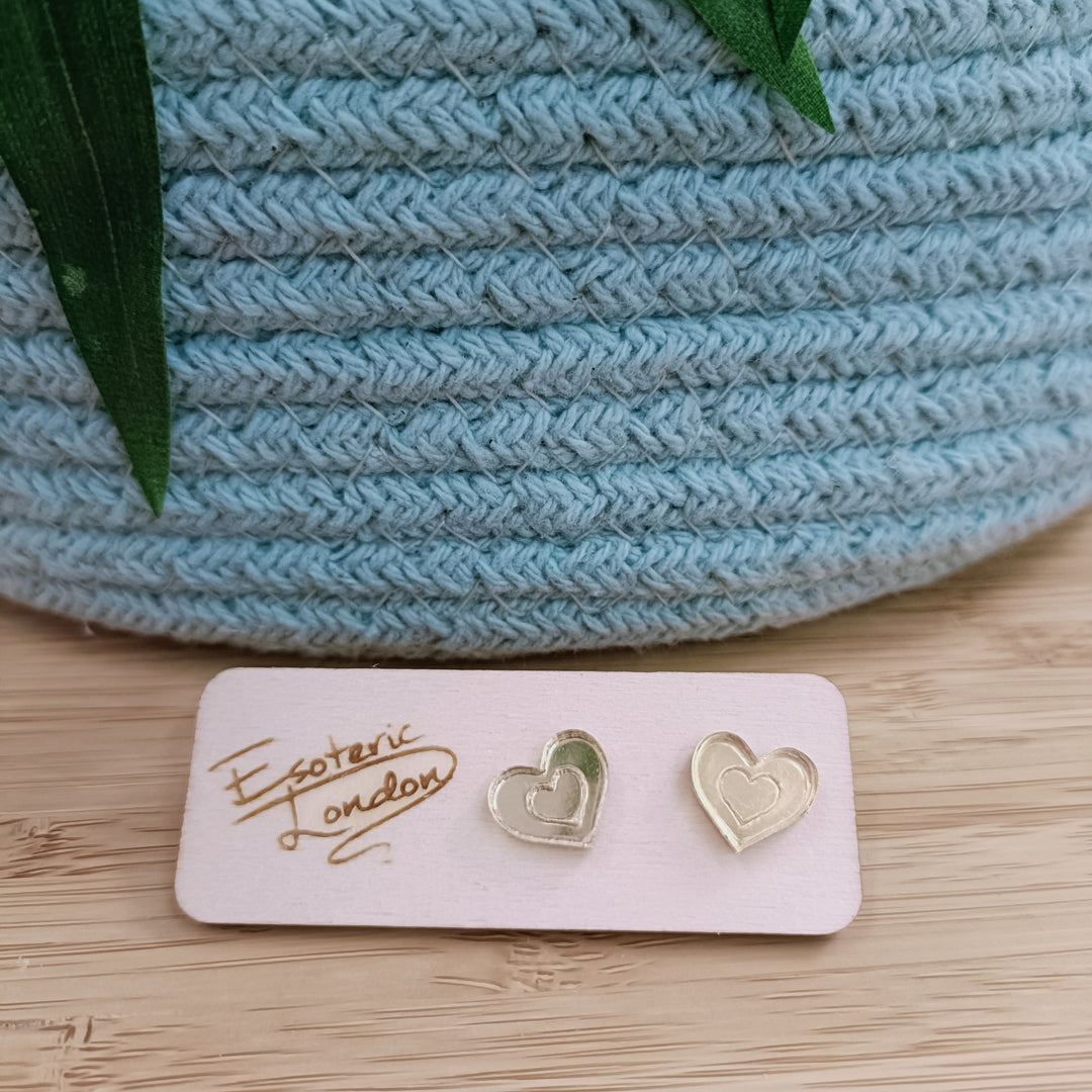 Mirror Heart Studs