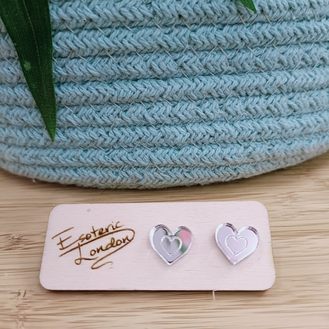 Mirror Heart Studs