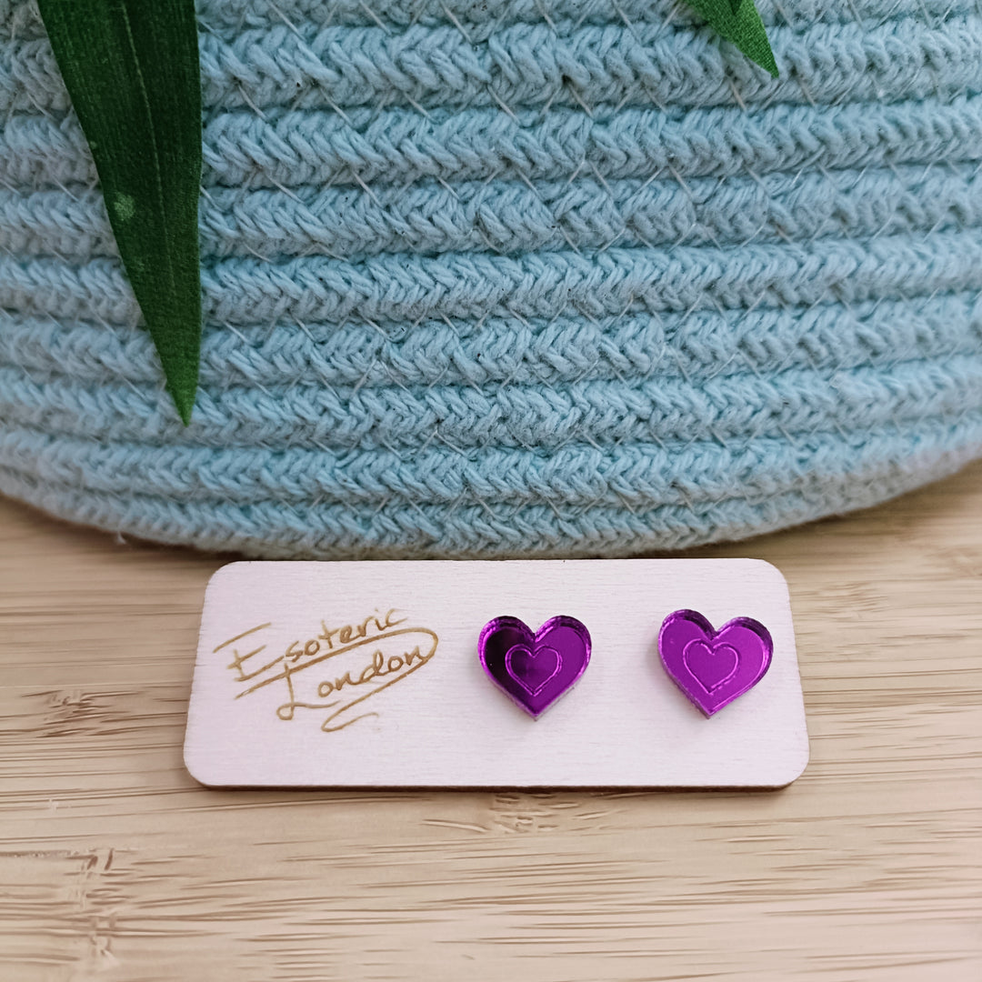 Mirror Heart Studs