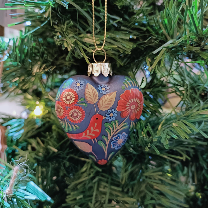 Folk Art Glass Heart
