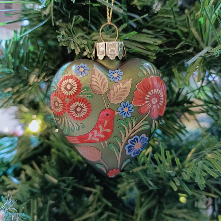 Folk Art Glass Heart