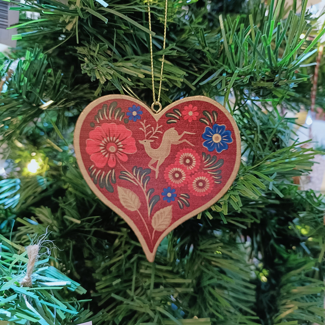 Folk Art Wood Heart