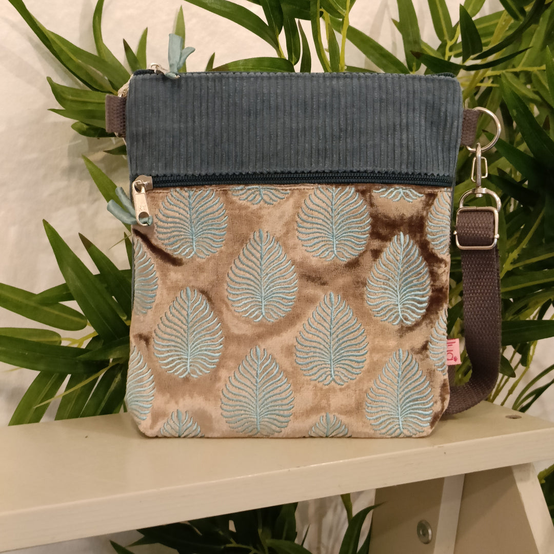 Embroidered Leaf Cross Body Bag