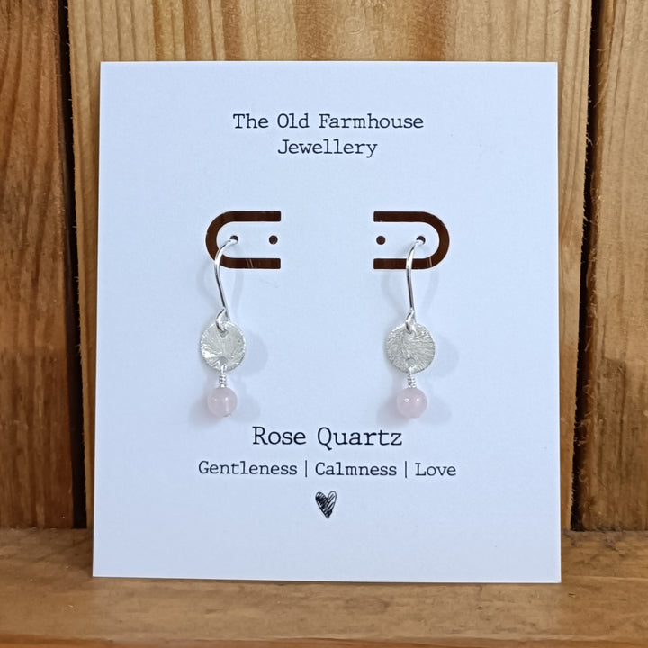 Semi Precious Disc Hook Earrings