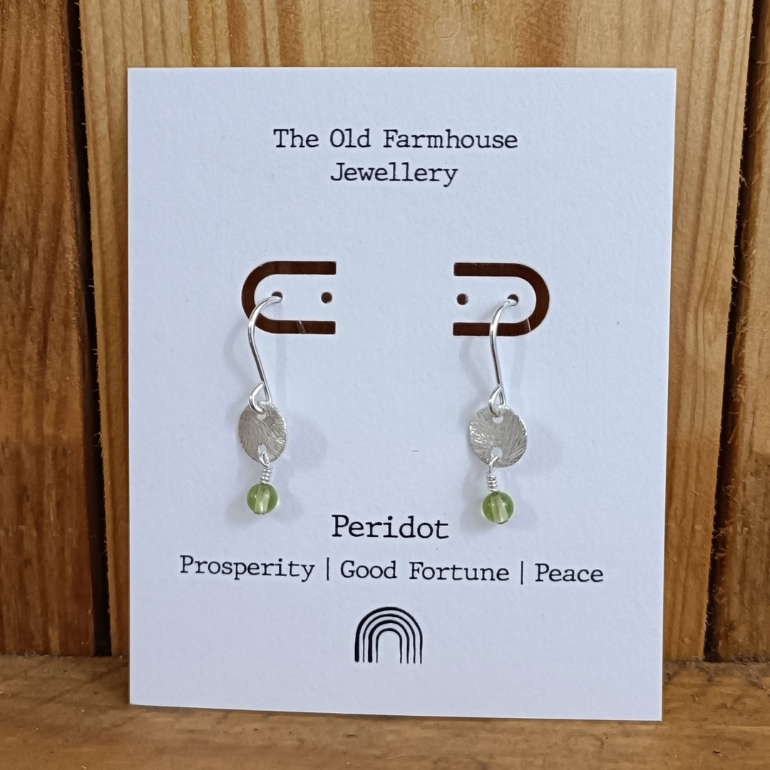Semi Precious Disc Hook Earrings
