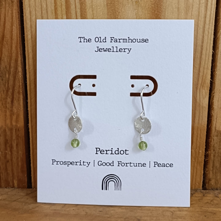 Semi Precious Disc Hook Earrings