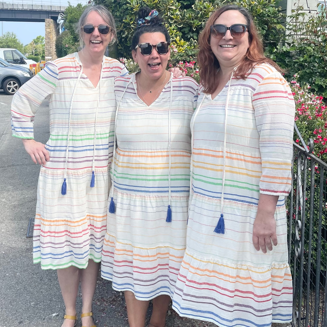 Ruffle Neck Cheesecloth Tiered Dress