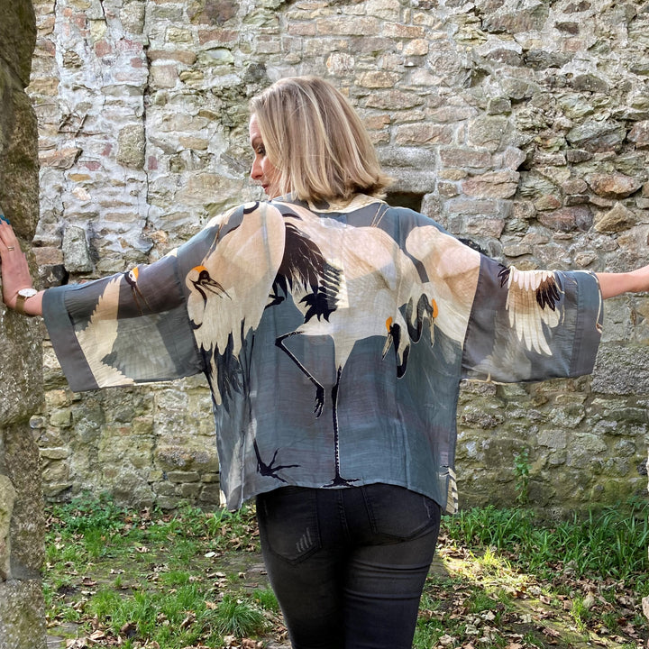 Stork Printed Kimono