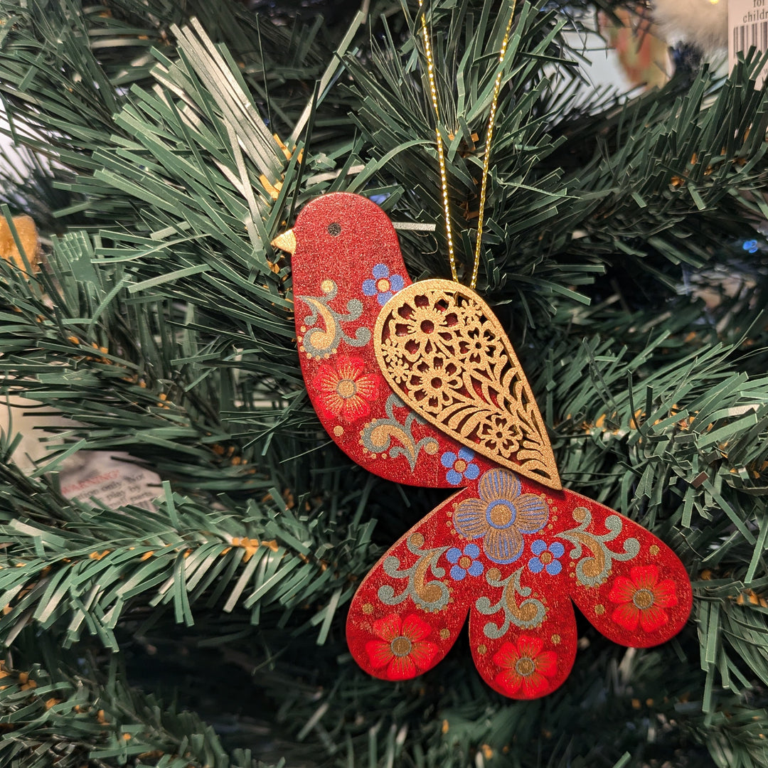 Floral Wooden Bird
