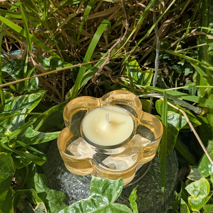 Pastel Glass Flower Candle Holder