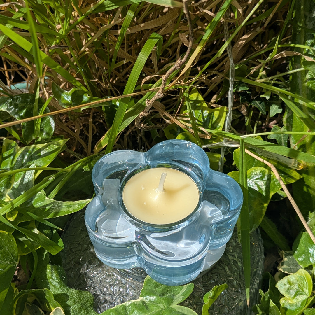 Pastel Glass Flower Candle Holder