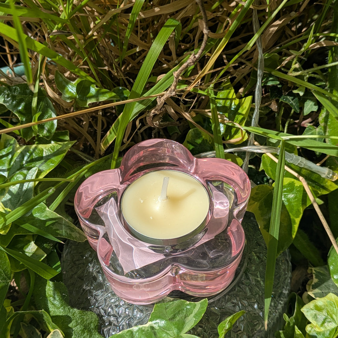 Pastel Glass Flower Candle Holder