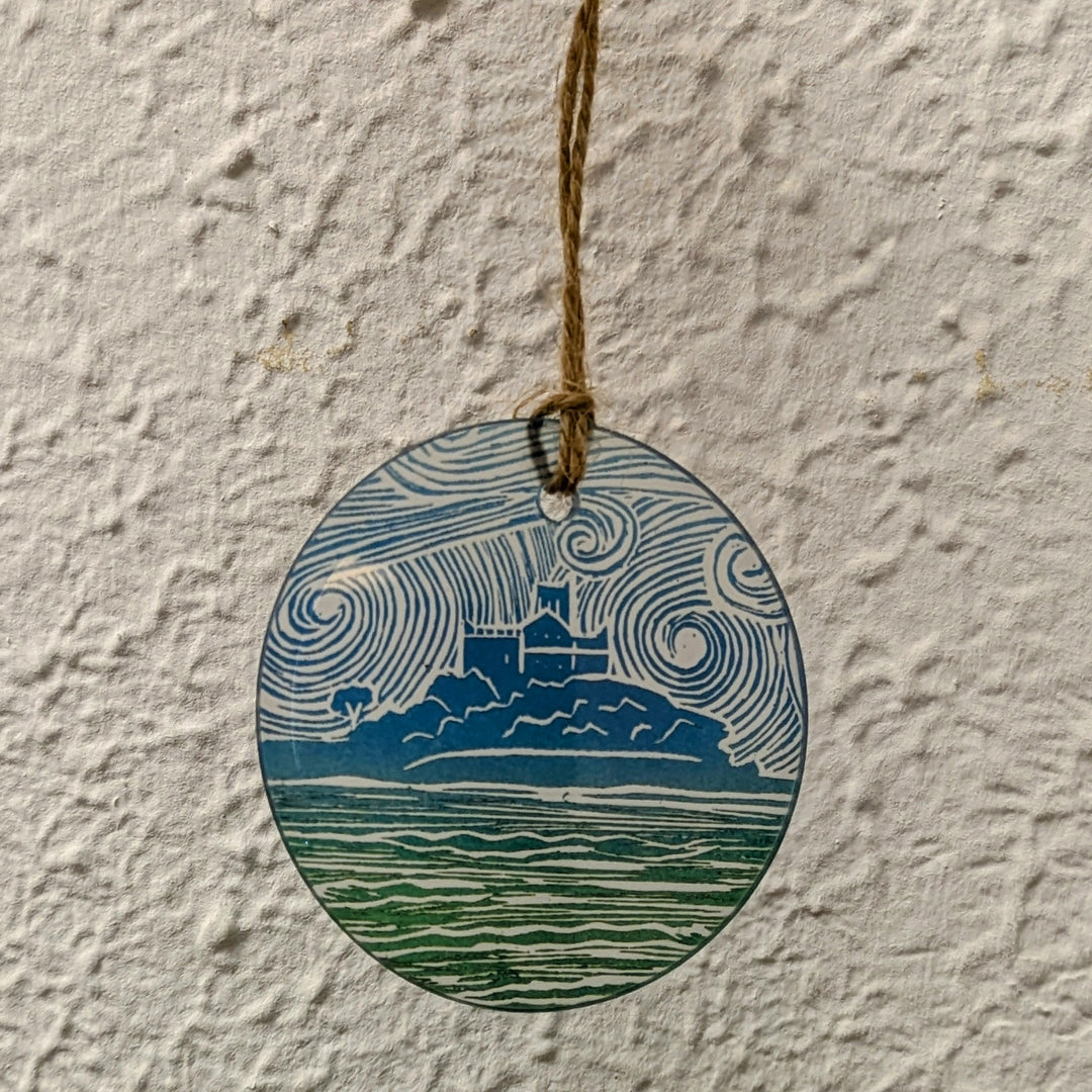 Lino Print Glass Ornaments