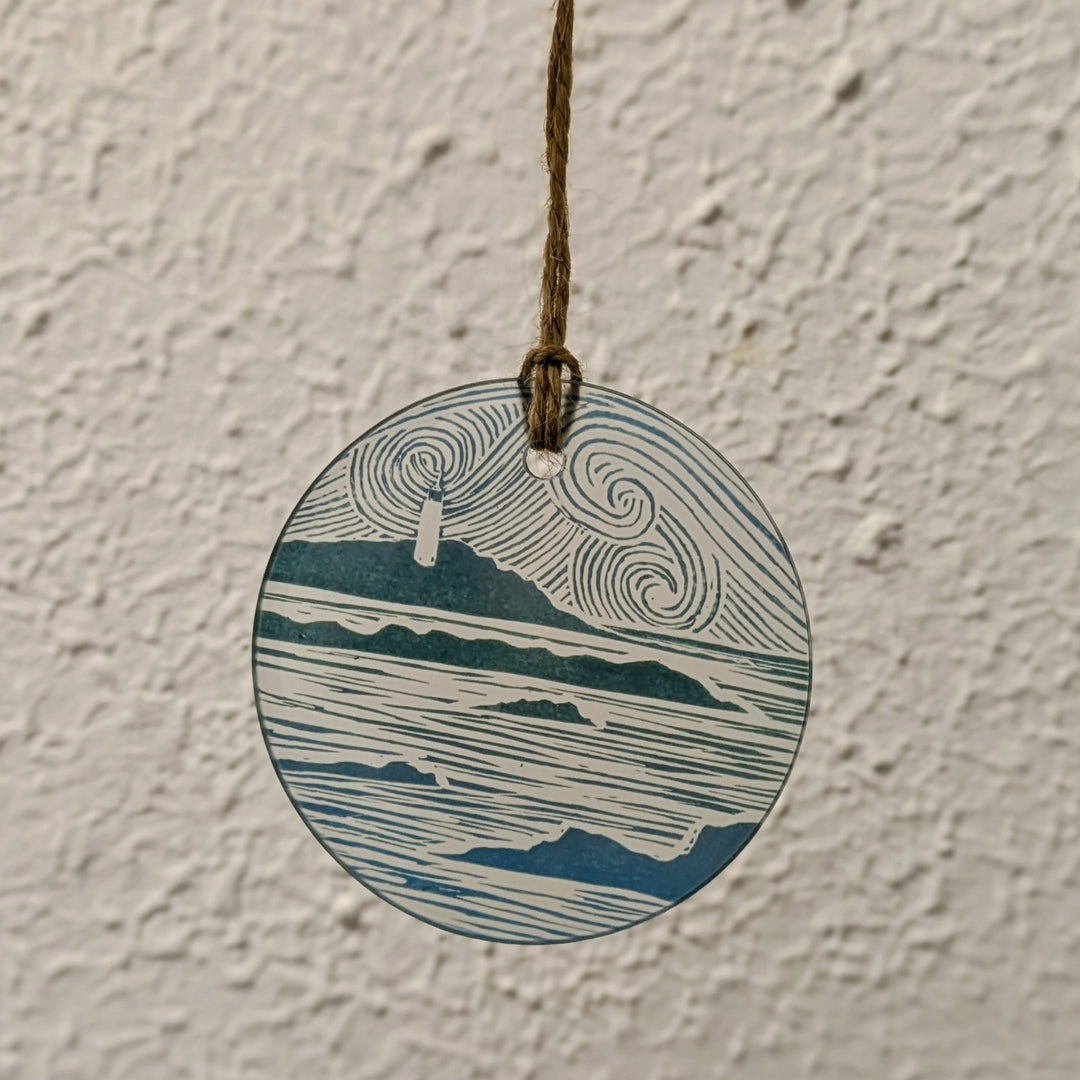 Lino Print Glass Ornaments