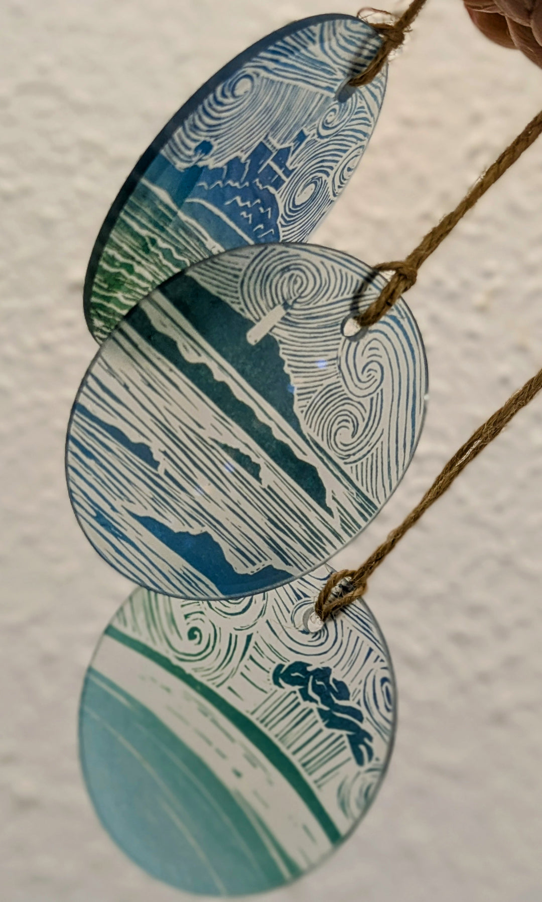 Lino Print Glass Ornaments