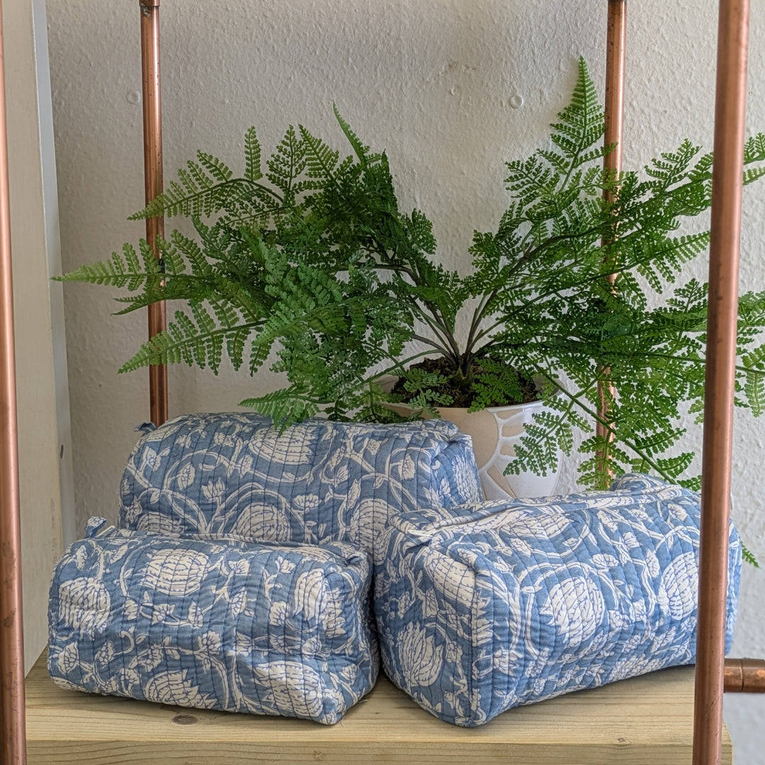 Pale Blue Vine Make-Up Bags