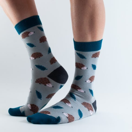 Grey Hedgehog Bamboo Socks