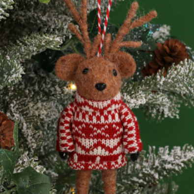 Reindeer Girl in Scandi Dress