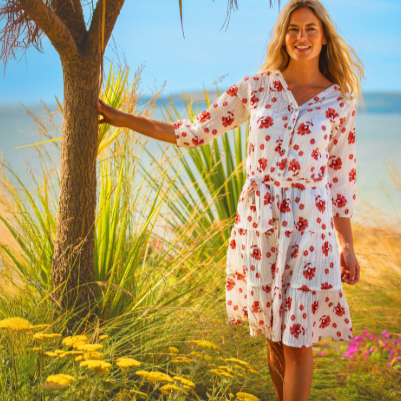 Fan Floral Knee Length Dress