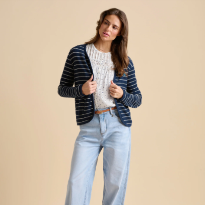 Navy Stripe Sweat Jacket