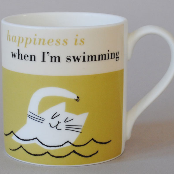 Happiness Swimming Cat Mug