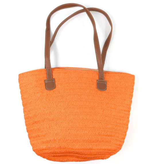Bright Orange Straw Bag