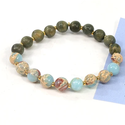 Shoushan Stone & Wood Bracelet