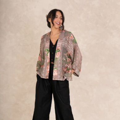 Neon Rose Beige Kimono