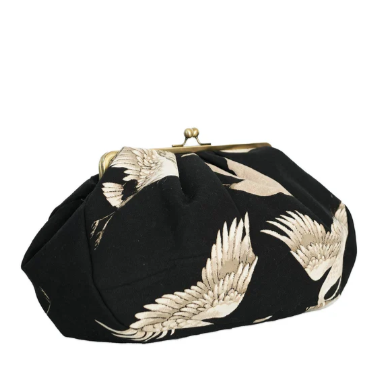 Black Stork Kiss Lock Clutch Bag