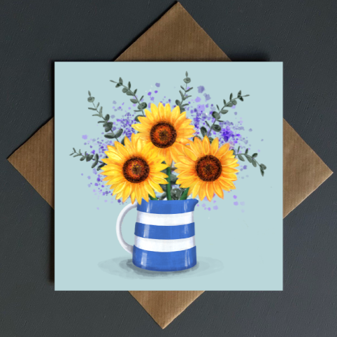 Sunflower Cornishware card