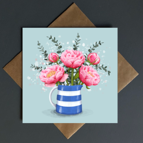 Peonies Cornishware Card