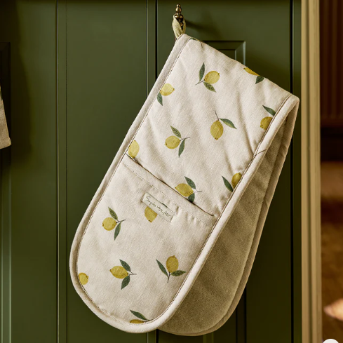 Lemon Linen Oven Gloves