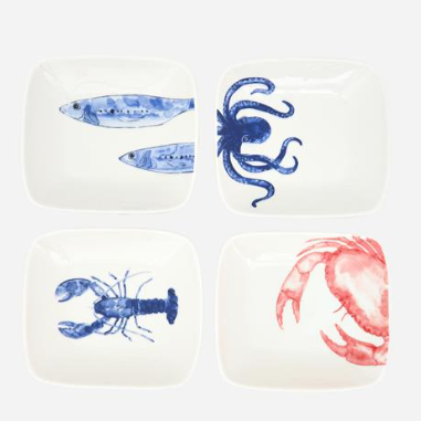 Nautical White Stoneware Saucers