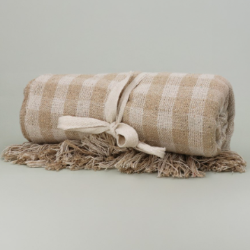 Taupe Bistro Check Throw