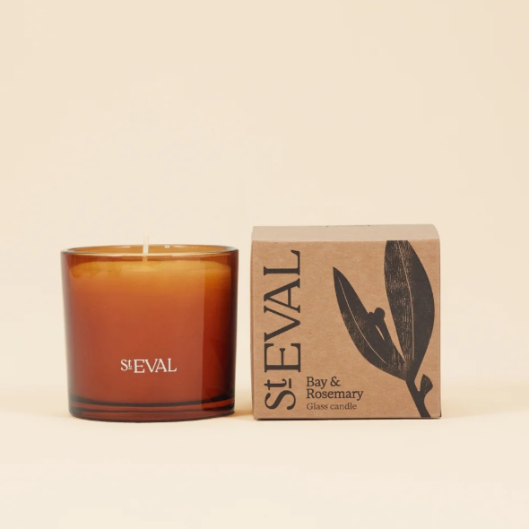 Bay & Rosemary Amber Glass Candle
