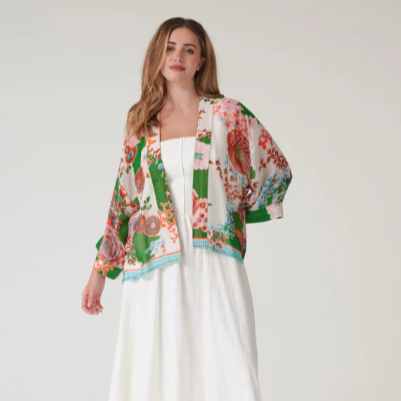 Green Kitsch Bouquet Kimono