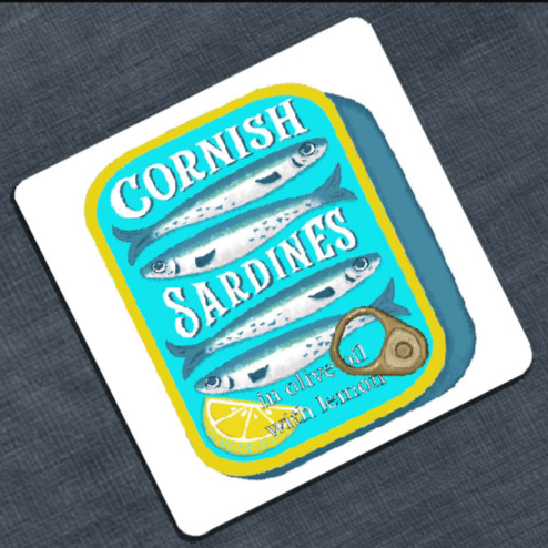 Blue Sardine Tin Coaster