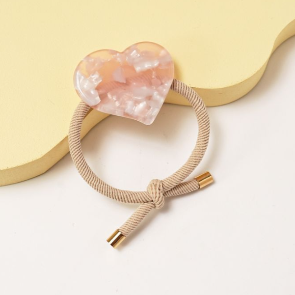 Pink Heart Elastic Hair Tie