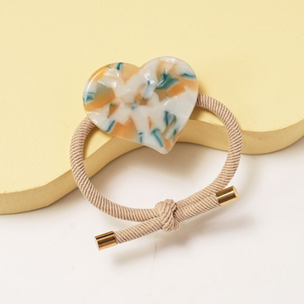 Green Heart Elastic Hair Tie