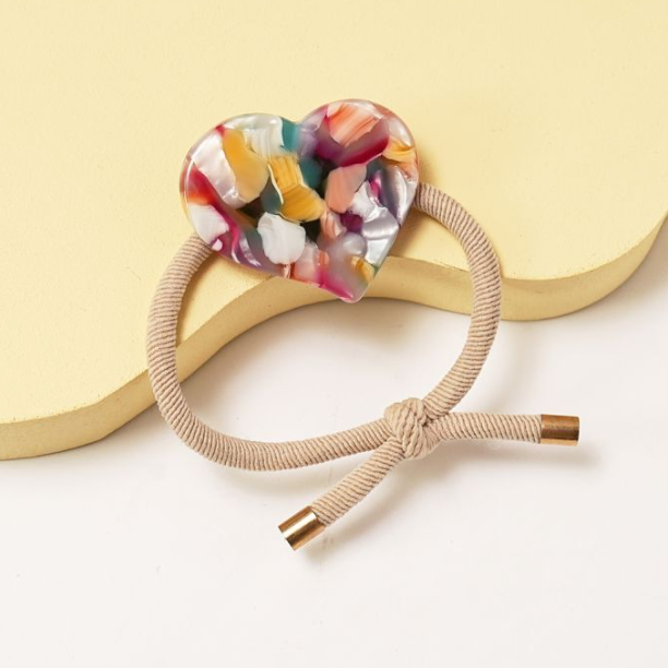 Multi-Coloured Heart Elastic Tie