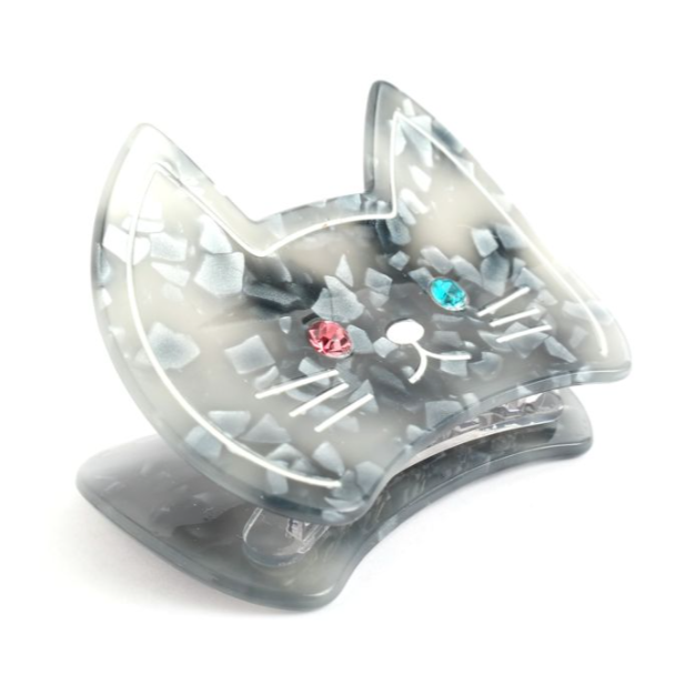 Grey Cat Face Claw Clip