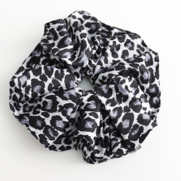 Grey Leopard Oversized Scrunchie